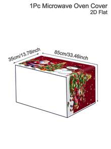 1pc Christmas Microwave Oven Cover, Bow&Christmas Ball, Poinsettia Design Polyester Household Kitchen Microwave Oven Dust Cover, Perfect For Holiday Kitchen Decor & Appliance Protection, Christmas Decoration, 2D Flat - Multicolor - View 18