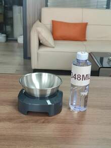 1pc Durable Pet Food Bowl, Grey Base, Easy To Clean Single-Compartment Feeding Bowl, Suitable For Dogs, Cats And Rabbits, Indoor Food And Water Bowl - 450ml - View 12