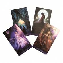 1 Juego de Cartas de Tarot Ángel de la Noche Oscura, Un Juego de Cartas de Adivinación para Mujeres, Perfecto para Halloween, Navidad, Juegos de Rol de Mesa, Adivinación y Reuniones Sociales - Negro - Ver 6