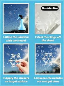 244pcs/9pcs Christmas Window Stickers, Double-Sided Christmas Tree & Snowflake Window Decals, White PVC Stickers For Home, Shop Glass Display Decoration, Christmas Holiday Home, School, Office Decor - A - View 9