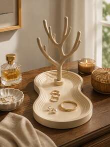 1 Pc Elegant Jewelry Organizer Tree With Tray, Decorative Neckdace Holder Stand, RingEarringStorage Display For Vanity Table Bedroom Home Decor Gift Jewelry Organize, Tree, Ray, RingEarring Storage, Room Decor Jewelry Organizer,Jewelry Holder - Multicolor - View 7