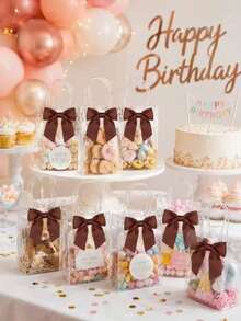 20/10/5/2pcs Transparent Plastic Gift Bags With Handles And Bows, Perfect For Weddings, Bridal Showers, Birthday Parties, Gender Reveal Parties, Small Business Events And Other Occasions - J-Multicolor - View 4