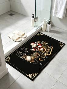 1PC Christmas Element Welcome Mat, Diatomite Absorbent Small Rug, Non‑Slip Floor Mat For Stove Coffee Machine Water Bar Counter, Christmas Halloween Home Decor, Indoor Outdoor Doormat For Front Door Kitchen Area - Multicolor - View 6