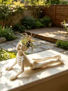 3 Poses Yoga Skeleton Planter Funny Human Bone Air Plant Base Gothic Desktop Garden Decor Halloween Quirky Succulent Small Flower Pot - Yoga Skeleton - View 5