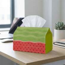 1pc Tissue Box Storage Organizer, Minimalist Pattern - Watermelon Slice Design, Durable Polyester Fabric, Available In Two Sizes, Multi-Functional Napkin Dispenser, Suitable For Home, Car And Party Decoration, Tissue Box Holder, Napkin Box, Tissue Box Cover - A - View 9