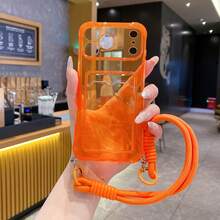 1件透明卡夾手機殼，四角防摔保護 + 掛繩，適用於 iPhone 18 Pro Max/18 Pro/17 Pro Max/16 Pro/15 Pro/14 Pro Max/11/Galaxy S26 Edge/S25 Plus/S24/S23+/Galaxy S20 FE/Galaxy A37/A57/A27/Note 14 Pro/A4/A13C/A3X/A58/A16/A5 Pro/Smart 8 系列，適合男女日常使用 - 橘色 - 查看 4