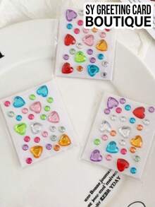 6pcs Random Mixed Color Faux Crystal Decorative Stickers, Heart + Star + Flower + Round Rhinestone Multi-Shape Acrylic Self-Adhesive Stickers, Used For Photo Frame, Shell, Daily Supplies Decoration, Diverse Shapes And Colors With Packaging - Decorative Stickers - View 4