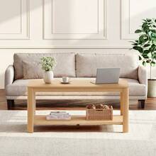 Wooden Coffee Table With A Double-Layer Frame And Open Storage Space, For The Living Room And As A Home Decorative Piece. Dimensions: X 50 X 45. Color: Natural Wood. - 1 - View 9