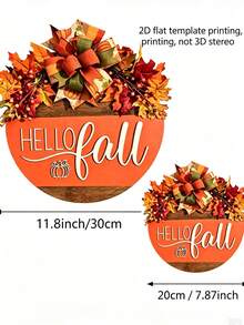 Autumn "Welcome" Hanging Sign, Round Wreath Autumn Theme Design, Front Door Decoration, Suitable For Autumn Celebrations And Thanksgiving Home Decor, Perfect Autumn Home Decor Item - View 2