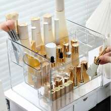 Kotak Penyimpanan Kosmetik Meja Rias Akrilik Transparan Bertingkat Multi-Lapisan untuk Parfum, Lipstik, dan Perawatan Kulit - MultiWarna - View 6