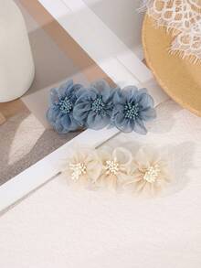 2/1pc French Gentle Pink 3D Fabric Rose Hair Clip Flower Spring Snap Clip Fall Style Dating Evening Party Half-Up Hairstyle Romantic Atmosphere Head Accessory - Multicolor - View 4