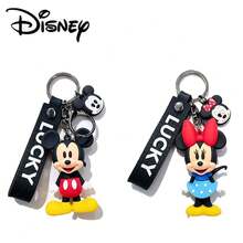2pcs Disney Cartoon Mickey & Minnie Keychain, Couple Unisex Car Key Chain, Bag Pendant - Multicolor - View 2