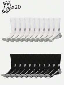 1/5/10/20 Pairs Men's Sports Mid-Calf Socks, Simple & Comfortable, Outdoor Fitness Socks - Multicolor - View 13