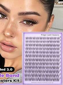 120 Clusters Invisible Band Eyelash Extension Set Wispy Natural Cluster Lashes DIY Eyelash Extension Kit C Curl 10-16mm Eyelash Clusters Single Eyelash Set - C - View 2