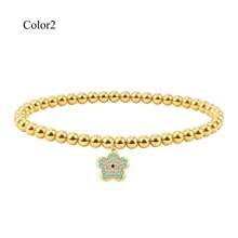 1pc New Classic Colorful Flowers Pendant Golden Beaded Bracelet For Women - flower - View 4