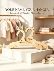 Personalized Wooden Name Clothes Hanger Custom Laser Cut Mini Display Hanger Animal Shape Closet Organizer Pet Outfit Hanger Name Display Decorative Wardrobe Hanger Personalized Gift Home Closet Decor Keepsake Multi Style - Multicolor - View 1