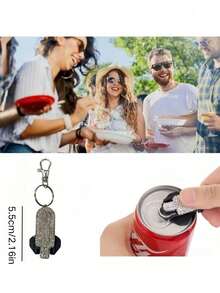Bottle Cap Opener Keychain - [Top Ring Opening Tool] Rhinestone Manual Can Opener/Soda, Beer & Beverage Can Convenient Tool/Leak-Proof Easy-Pull Tab Opener - Multicolor - View 11