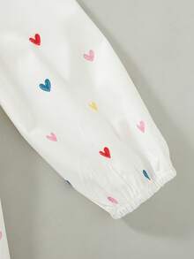 Girls' Casual Fashion Frill Trim Round Neck Bow Half-Button Loose Long Sleeve Shirt Blouse, Spring/Autumn - White - View 5