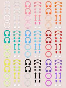 CIZME Mix Style 16G Colorful Clear Piercing Retainer Flexible Bioflex Plastic Piercing For Work Surgery Lip Nose Stud Eyebrow Tongue Earring Industrial - 12pcs/set - View 4