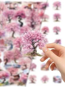 50Pcs For Kids Watercolor Peach Tree Stickers Floral Nature Waterproof DIY Decals - Multicolor - View 5