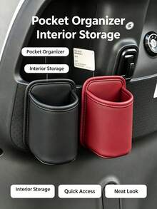 2/1pc Car Door Cup Holders, Pu Leather Car Beverage Holder, Storage Box, Holder Rear Seat Organizer Storage Box Auto Interior Accessories, Rear Seat Cup Holder, Car Accessories Storage Box, Keep Car Interior Organized - Multicolor - View 2