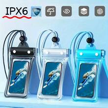 1/2 piezas Bolsa impermeable para teléfono con sello cuádruple, funda para teléfono con pantalla táctil y correa para colgar, bolsa protectora impermeable para natación, rafting, aguas termales y playa - Versión actualizada - Ver 2