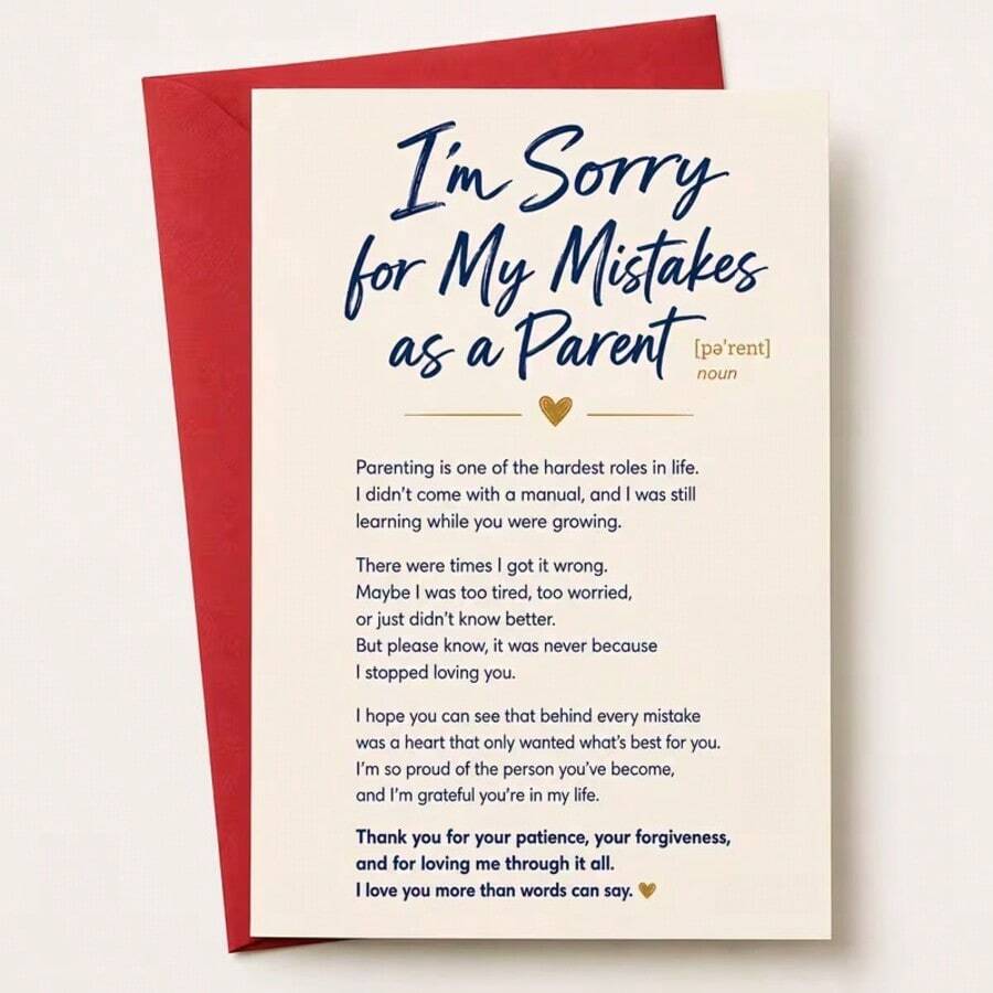 OBOVAY (1 Envelope And 1 Greeting Card), Apology Card For Adult Son Or Daughter, Sincere Love And Forgiveness Message From Parents, Expressing Regret And Reconnecting With Family, 5*7in - With Envelope - A - View 1