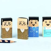 2PCS Funny Portrait Erasers - Random Style - Quirky & Clever - Cartoon Student Eraser Stationery - A - View 5