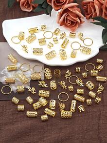 210件套合金髮夾髮圈髮飾 適用編髮髮型 可調節金屬編髮配件 - 金色 - 查看 4