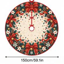 1pc Large Red Bow & Bell Pattern Christmas Tree Skirt, Elegant Color Holiday Decoration, 5 Sizes, Unisex Holiday Gift, Suitable For Home And Party Christmas Decor - Red Bow Bell - View 11
