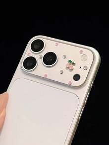 櫻桃水鑽鏡頭膜，相容 iPhone 17 Pro Base、Apple 18 Pro Max 鏡頭貼，靜電吸附 17 PM 手機相機模組保護膜，鏤空軟薄磨砂鏡頭底座，鏤空設計易貼合，觸感滑順防油防指紋，送給朋友的禮物 - 白色 - 查看 6