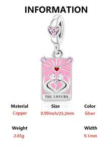Vintage Mystic Square Dangle Charm Beads, Enamel Tarot Pattern Pendant With Moon Sun Star, Fit European Style Bracelet, DIY Handmade Jewelry Accessory - Multicolor - View 11