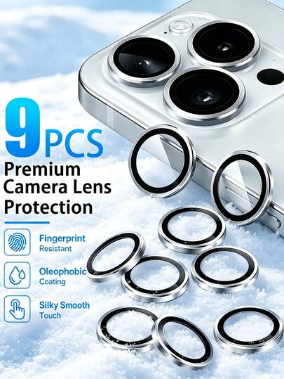 Gorilla Hero 9pcs Silver CD Pattern Lens Protector Ring, Precise Coverage For Phone Camera, Made Of Glass Material, Accurate Fit And Hard To Fall Off, High Definition Color For Photography And Video Recording, Suitable For All Scenes, Personalized Design, Waterproof Splash, Anti-Fingerprint Residue. Compatible With IPhone Ultra/18 Pro Max/18 Pro/18/17E/17 Pro Max/16 Pro Max/15 Pro Max/14 Pro Max/13 Pro Max/12 Pro Max/11 Pro Max/17 Pro/16 Pro/15/14/13/12/11 And Other Series.