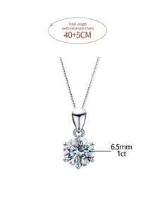 ESBERRY 1 dây chuyền cưới Moissanite sang trọng, mặt dây chuyền Eternity bạc sterling, dây chuyền hứa hẹn, quà tặng kỷ niệm, quà tặng trang sức nữ tinh xảo, Ngày của Mẹ - Bạc - Xem 6