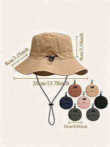 2PCS Solid Color Minimalist Casual All-Season Waterproof Quick-Dry Men's Bucket Hat, Unisex Foldable Portable Bucket Hat, Windproof Drawstring Adjustable Sun Hat, Travel Hiking Sun Protection Fishing Outdoor Sports Commute Sun Hat, Lightweight Portable, Suitable For All Ages, Adjustable Foldable, UV Protection, Gift For Friends, - Multicolor - View 11