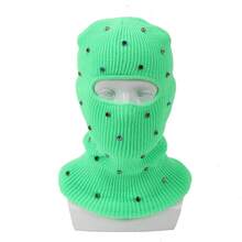 1pc Women's Y2K Rhinestone Balaclava Hat, Unisex One-Hole Knitted Head Cover, Fashionable Face Mask Cap, Suitable For Daily Streetwear And Party - Single-hole Head Cover - View 25