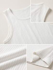 GRDR Men's Summer Ribbed Casual Minimalist Sleeveless Tank Top - White - View 9