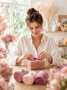 1/3 Roll Pink Series 1.5 Inch*15 Yards High Quality Handmade Chiffon Ribbon, Suitable For Wedding Invitations, Mother's Day, Bridal Bouquets, Gift Wrapping, DIY Crafts - Pink - View 4