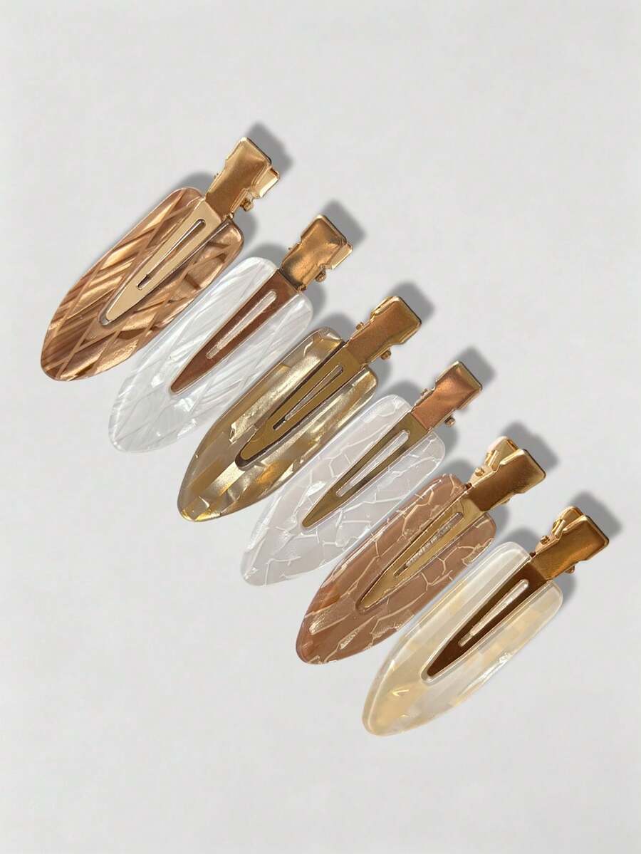12/6/3/1pc Gold Seamless Hair Clips, Side Bangs Clips, Suitable For Face Washing, Makeup And Masking, Straight Duckbill Hair Clips, Suitable For Daily Use
