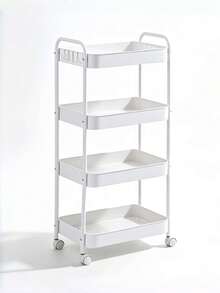 1 Pack 3-4Tier Heavy-Duty Metal Rolling Utility Cart, Modern Solid Color Freestanding Mobile Storage Organizer Trolley With Raised Edge For Kitchen Bathroom Living Room Office, Christmas Thanksgiving Home Organization Gift - Multicolor - View 18