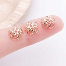 100pcs 8-9mm Anti-Oxidation 18K Gold Plated Hollow Five-Petal Bead Caps, Suitable For DIY Handmade Bracelets, Spacer Beads And Beaded Flower Holders - One Size Fits All - View 10