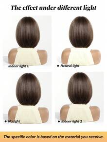 FIVE STARS Elegant Mid-Length Straight Wig With Bangs - Rose Net Cap, Heat-Resistant Synthetic Fiber, Wigs For Women,For Daily,Party,Cosplay,Halloween HOT - Multicolor - View 4