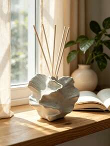 1pc Minimalist Bohemian Style Asymmetrical Shell Shaped Rattan Aroma Diffuser Bottle, Decorative Empty Fragrance Oil Container, Bedroom Living Room Vanity Home Fragrance Decor Accessory, Elegant Modern Art Vase Centerpiece, Suitable For Wedding Party Bookshelf Decoration - Multicolor - View 6
