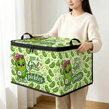 Multi-Size, Multi-Pattern Options, British Flag Cartoon Pickle Autumn Pumpkin School Bus Text Print Foldable Storage Box, Zippered Handheld Storage Bin, Upgraded Fabric Large Capacity Organizer, Suitable For Wardrobe, Dorm, Under Bed Storage, Organizing Clothes, Bedding, Toys, Miscellaneous Items, Home Moving Organization Storage Box - Multi-color - View 7