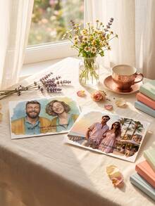1/3pcs Custom Photo And Text Watercolor Greeting Card,Personalized Pet Or Portrait Card, Frameable Keepsake Art Gift - Multicolor - View 2