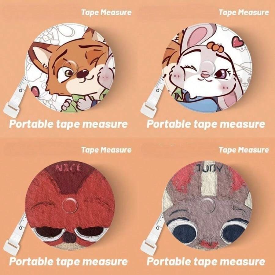 1pc Disney [One-Click Retraction] 2.0m Tape Measure, Judy Nick Merchandise Three-Circumference Measuring Tape Soft Leather Meter Ruler Portable Height Waist Measurement Household Tool - Multi-color - View 1