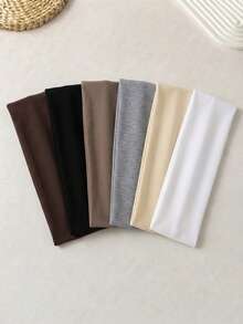 6pcs Women's Soft Elastic Wide Headbands, Solid Color Versatile Hairbands, Daily Casual Elastic Headbands, Yoga Fitness SPA Fashion Accessories - Multicolor - View 3