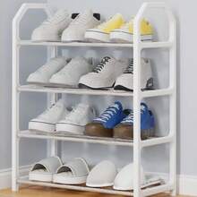Neutral 4-Tier Multi-Function Shoe Rack, Multiple Colors Available, Plastic Frame With Metal Storage Layers, Aesthetic Durable And Space-Saving, Minimalist Style Shoe Rack, Suitable For Home Entryway And Bedroom - Multicolor - View 6