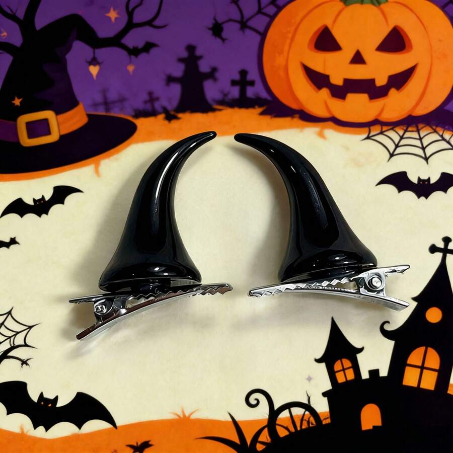 Halloween Horn Hair Clip Devil Horn Hair Accessory Creative Personalized Holiday Decoration Hair Clip - Multicolor - View 1