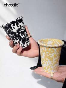 choxila 1pc Splatter Pattern Ceramic Mug, Ink Splatter Design With Rolled Rim, Glazed Handmade Coffee Cup, Suitable For Hot And Cold Drinks, Unique Gift For Coffee Lovers - Ink Coffee Cup - View 4